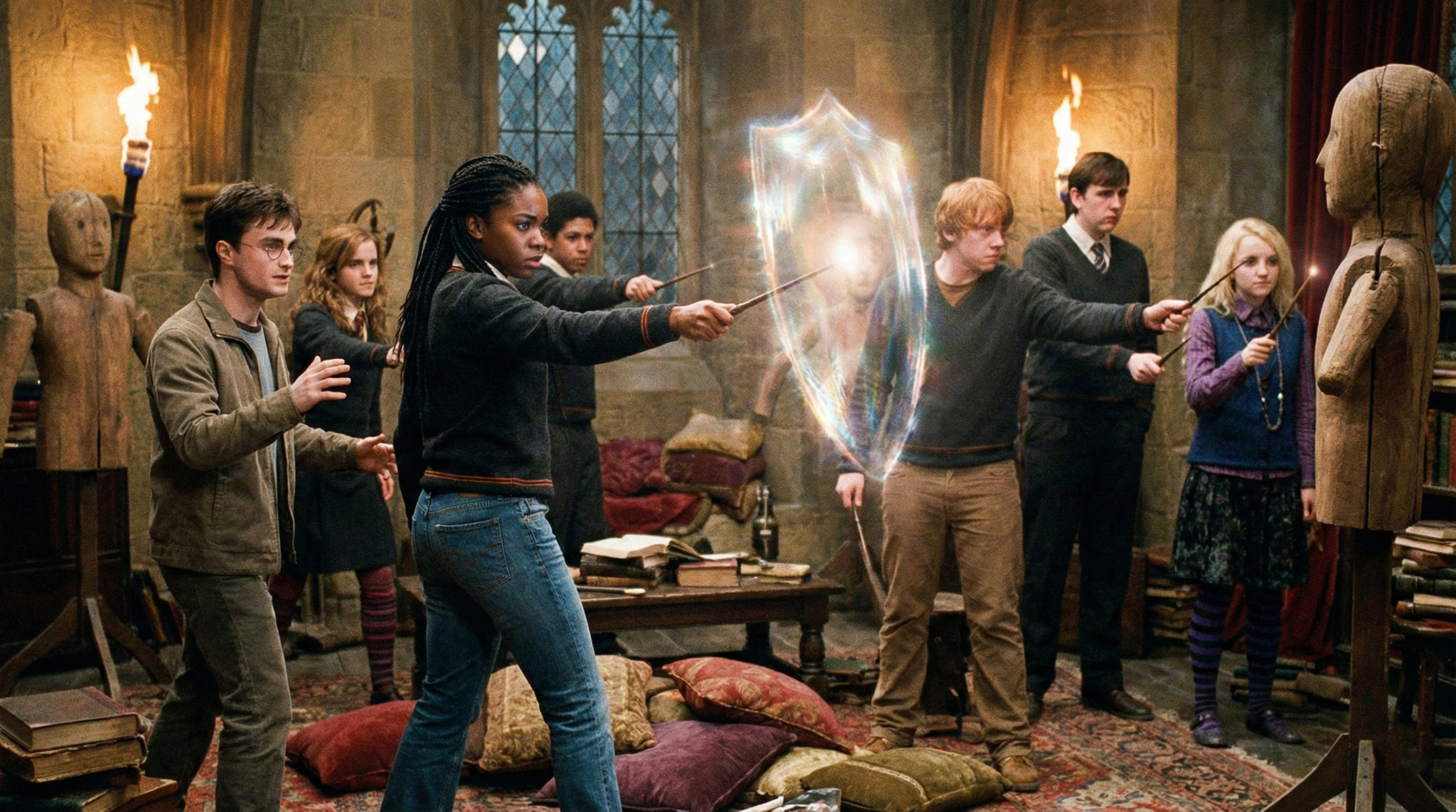 Angelina Johnson training with Dumbledore’s Army in Harry Potter