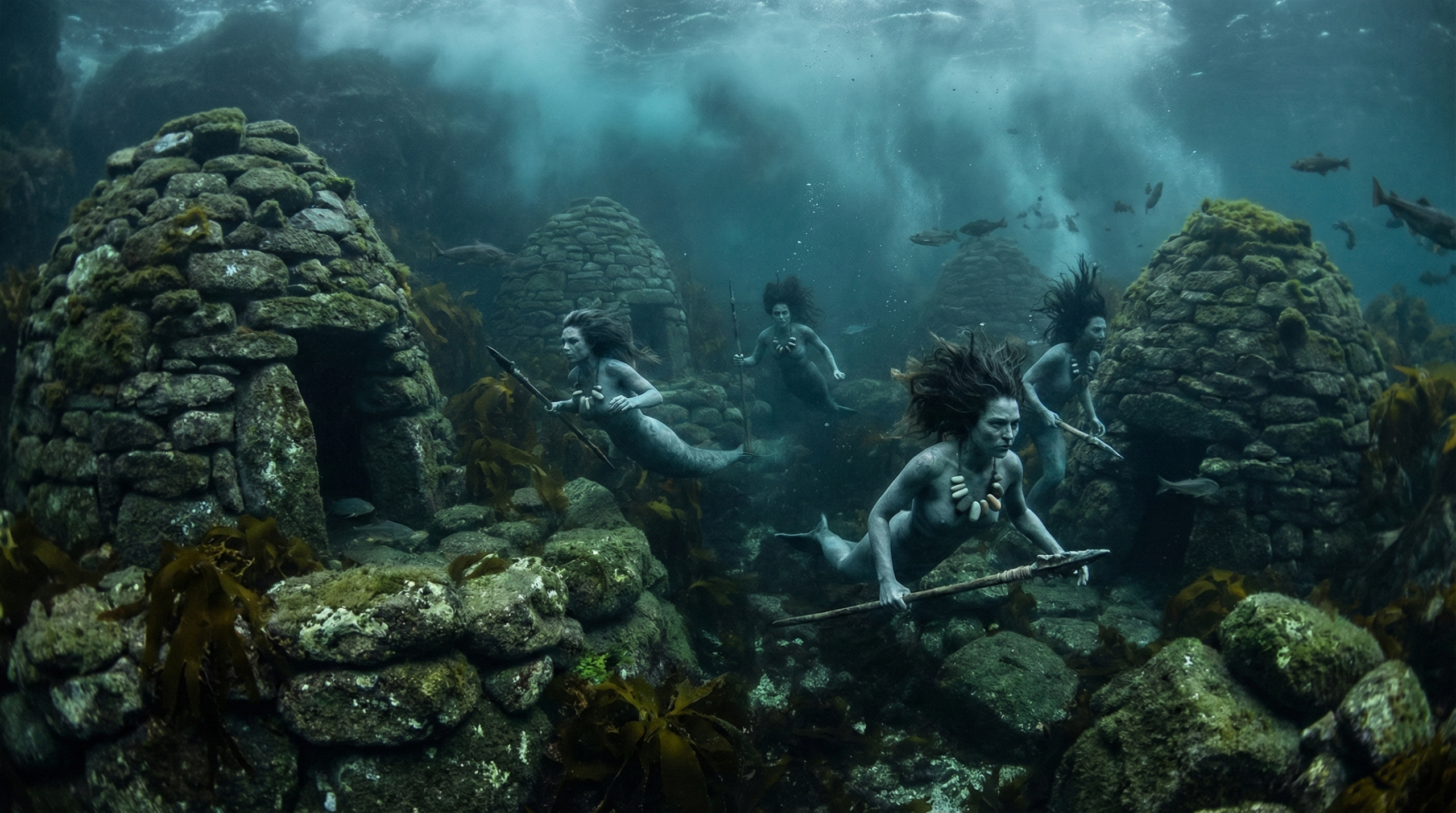 Underwater selkie village in the Black Lake Harry Potter Second Task