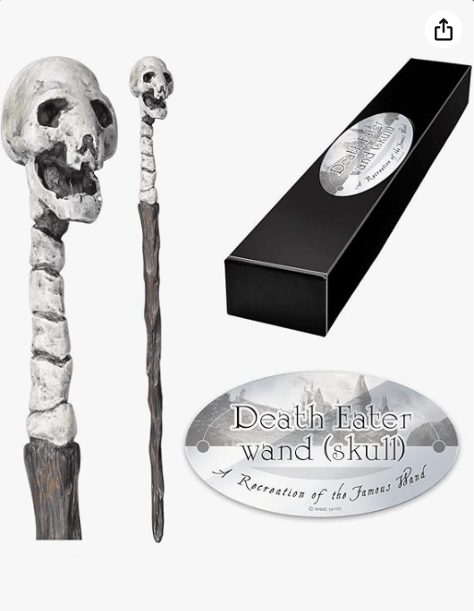 The Noble Collection - Death Eater Skull Character Wand - 14in (35cm) Wizarding World Wand with Name Tag - Harry Potter Film Set Movie Props Wands