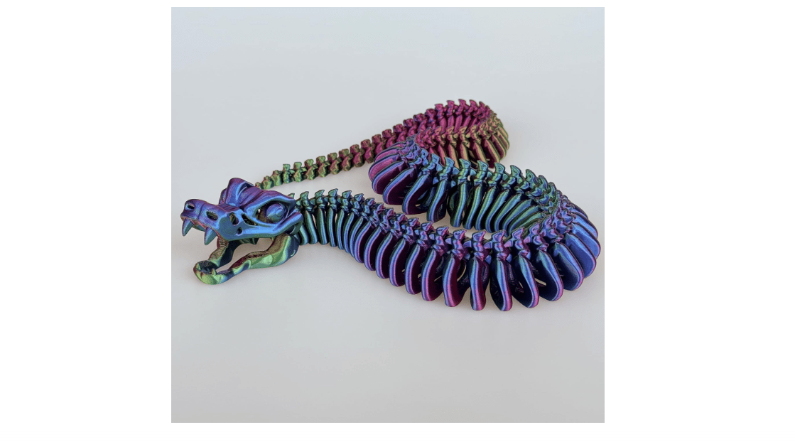 3D Printed Skeleton Snake, 22 Inch Flexible Articulated Fidget Snake Toy, Birthday Gift, Halloween Party Favor, Christmas Stocking Stuffer, Anxiety Relief,...