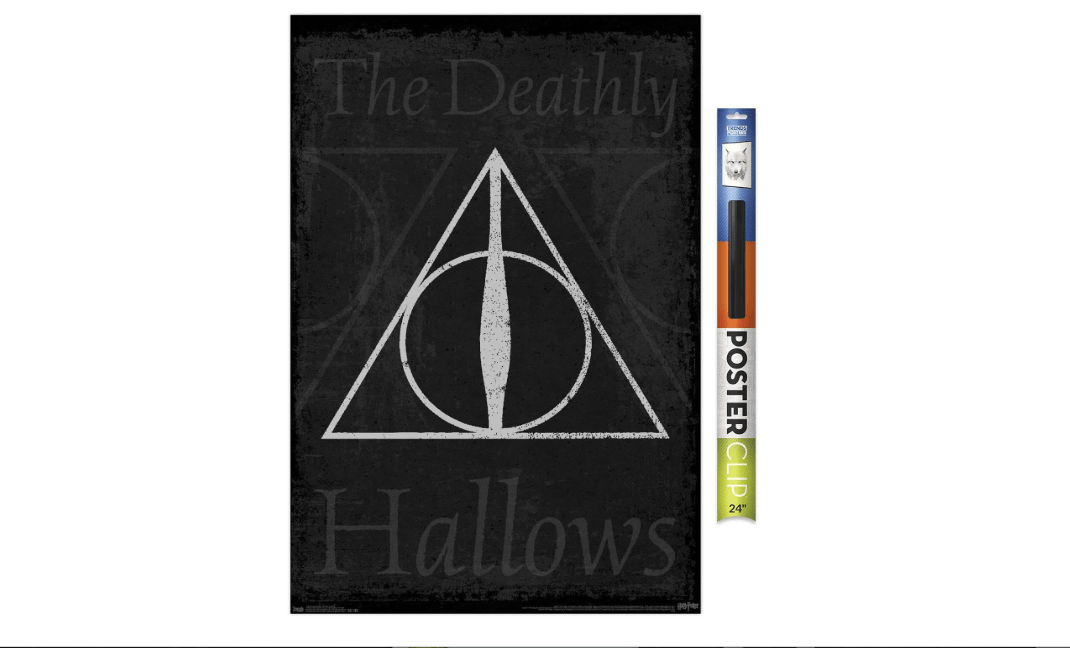 Trends International The Wizarding World: Harry Potter - The Deathly Hallows - Symbol Wall Poster, 22.375" x 34", Premium Poster & Clip Bundle