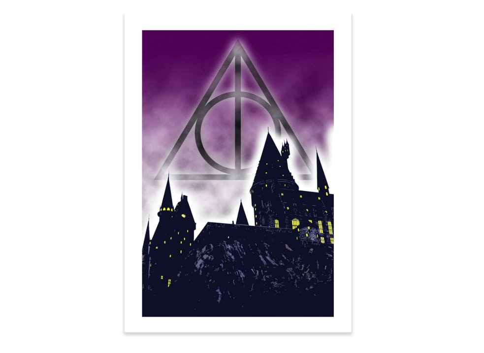 CultClassicPosters Harry Potter Deathly Hallows Art Print – 13×19 Handmade Minimalist Poster Featuring Deathly Hallows Symbol – Photo Paper Print Rolled in...