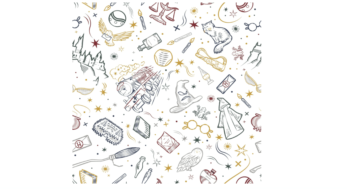 RoomMates RMK12592RL Blue Harry Potter Magical Icons Peel and Stick Wallpaper,White