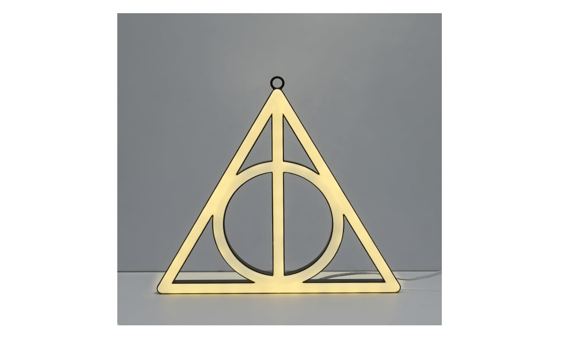 Idea Nuova Harry Potter The Deathly Hallow Neon Figural LED Hanging Wall Art,Magical Wall Décor, 8.07"x7.3"