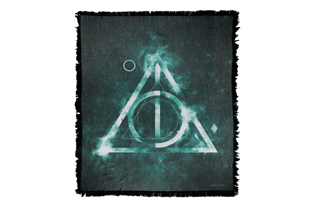 Harry Potter Blanket, 50"x60" Deathly Hallows Woven Tapestry Cotton Blend Fringed Throw Blanket