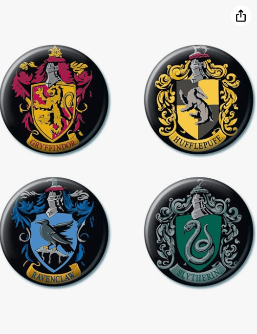 Ata-Boy Harry Potter Houses of Hogwarts Crests Set of 4 1.25" Collectible Buttons
