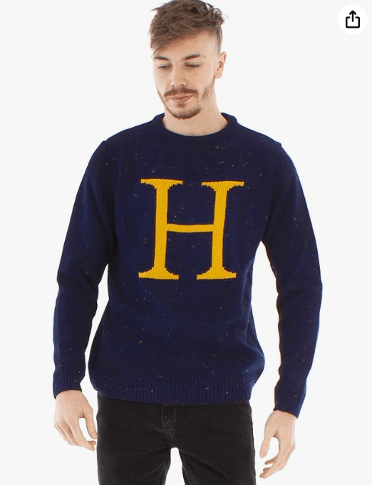 Harry Potter Christmas Jumper Harry Letter H Knitted Unisex Blue Sweater
