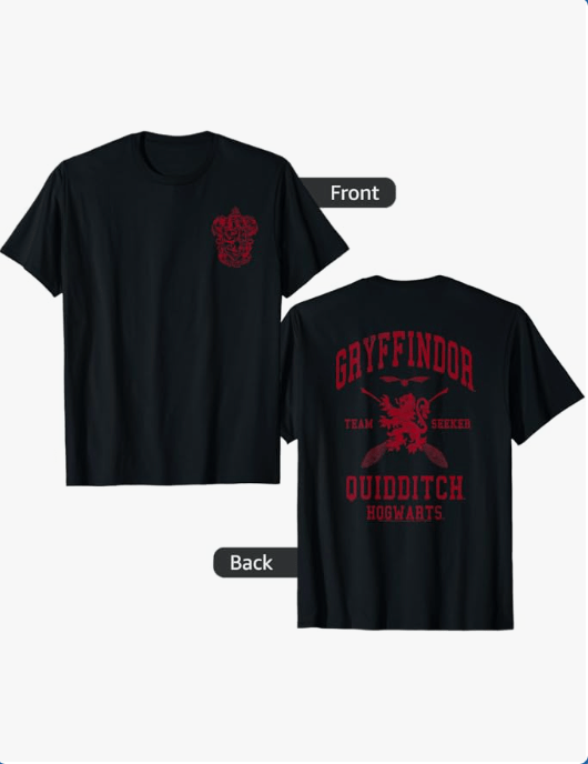 Harry Potter Gryffindor Quidditch Crest Front and Back T-Shirt