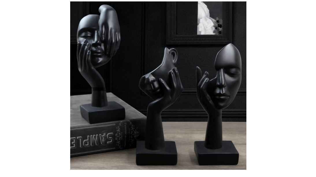 prosfalt 3 Pcs Thinker Statue,Modern Home Resin Sculptures,Collectible Figurines for Home Office Bookshelf Desktop Decor(Black)
