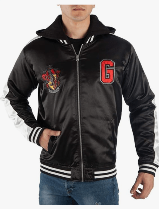 Bioworld Harry Potter Gryffindor Satin Zip-up Hoodie Jacket 