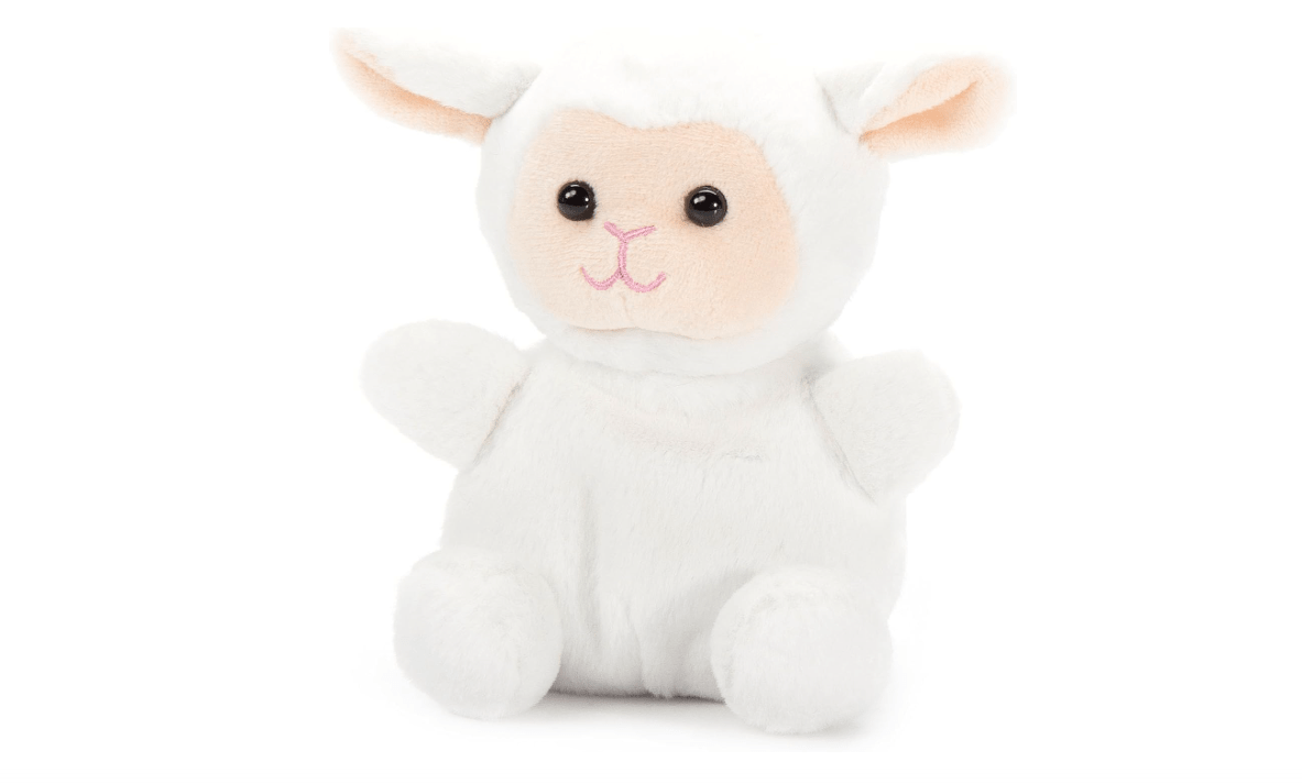 The Petting Zoo Lamb Stuffed Animal Plushie, Gifts for Kids, Nuggetz Wildlife Animals, White Lamb Plush Toy, 6 inches