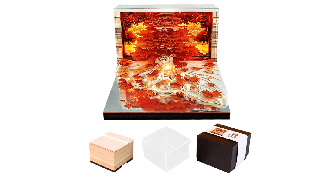 MACTANO 3D Art Calendar Memo Pad 2026, Creative Time Piece Calendar New Maple Tree Rip Away Paper Carving Sticky DIY Note
