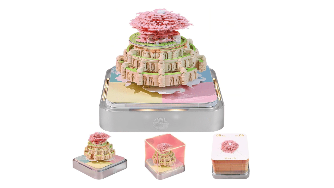 2026 3D Magic Castle Calendar with LED Lights & Sticky Notes - Weekly Plan Memo Pad, Paper Carving Art Desk Decor, Christmas Housewarming Gift (B)
