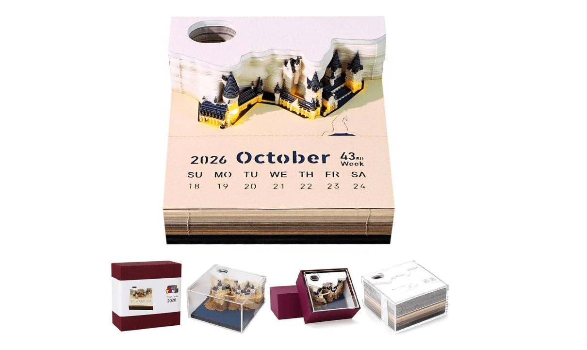 3D Memo Pads Calendar 2026,Magic Castle 3D DIY Art Memo Pad with Lights,Time Piece Calendar 2026 Tear Away Carving Sticky DIY Post Craft,2026 Desk Calendars...
