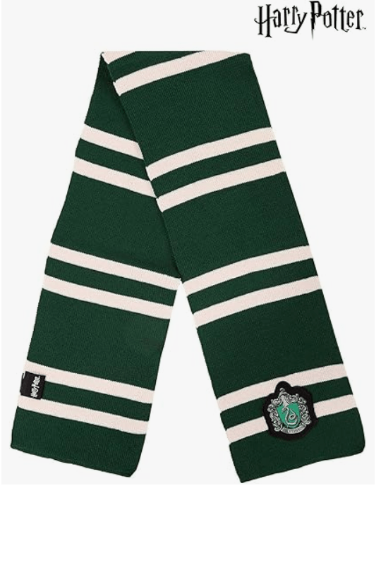 elope Harry Potter Deluxe Slytherin Knit Scarf - Embroidered Crest Patch, Officially Licensed - Green
