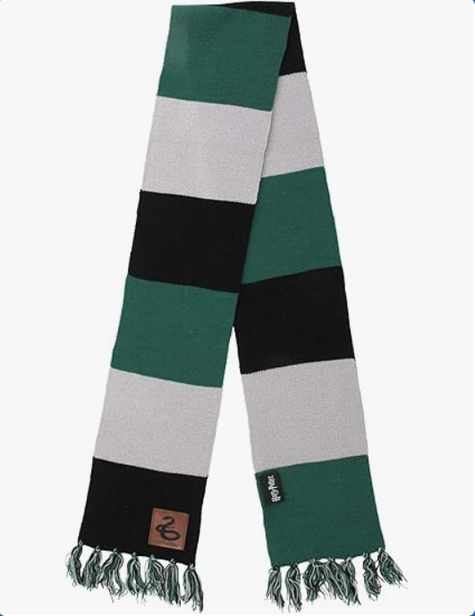 Harry Potter House Themed Patch Striped Scarf, Lightweight and Reversible - Slytherin
