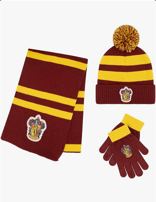 Harry Potter Winter Hat and Gloves with Set, Gryffindor, Slytherin, Hufflepuff, Ravenclaw, Winter Set 5-13 Year Olds
