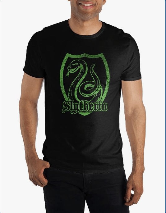 Harry Potter Slytherin Logo Specialty Soft Hand Print Black T-Shirt for Men
