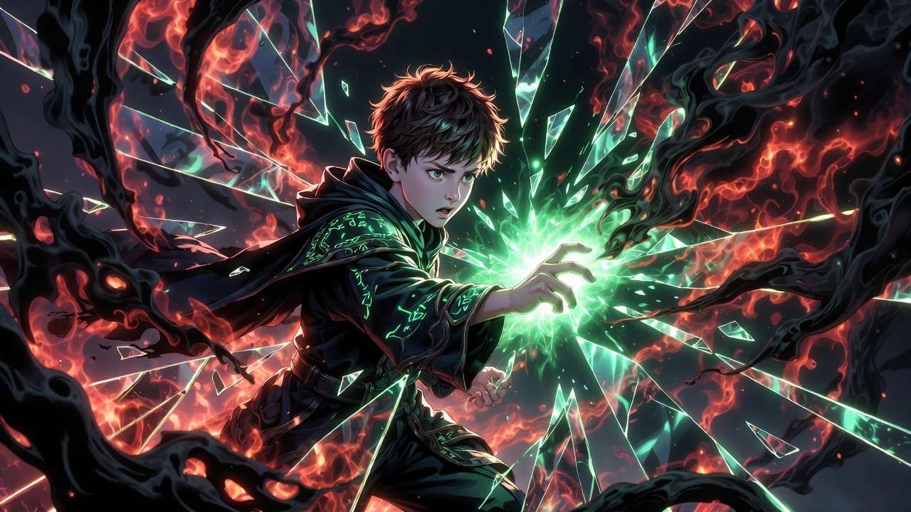 Harry Potter fighting Horcrux soul corruption in mind battle dramatic fantasy scene