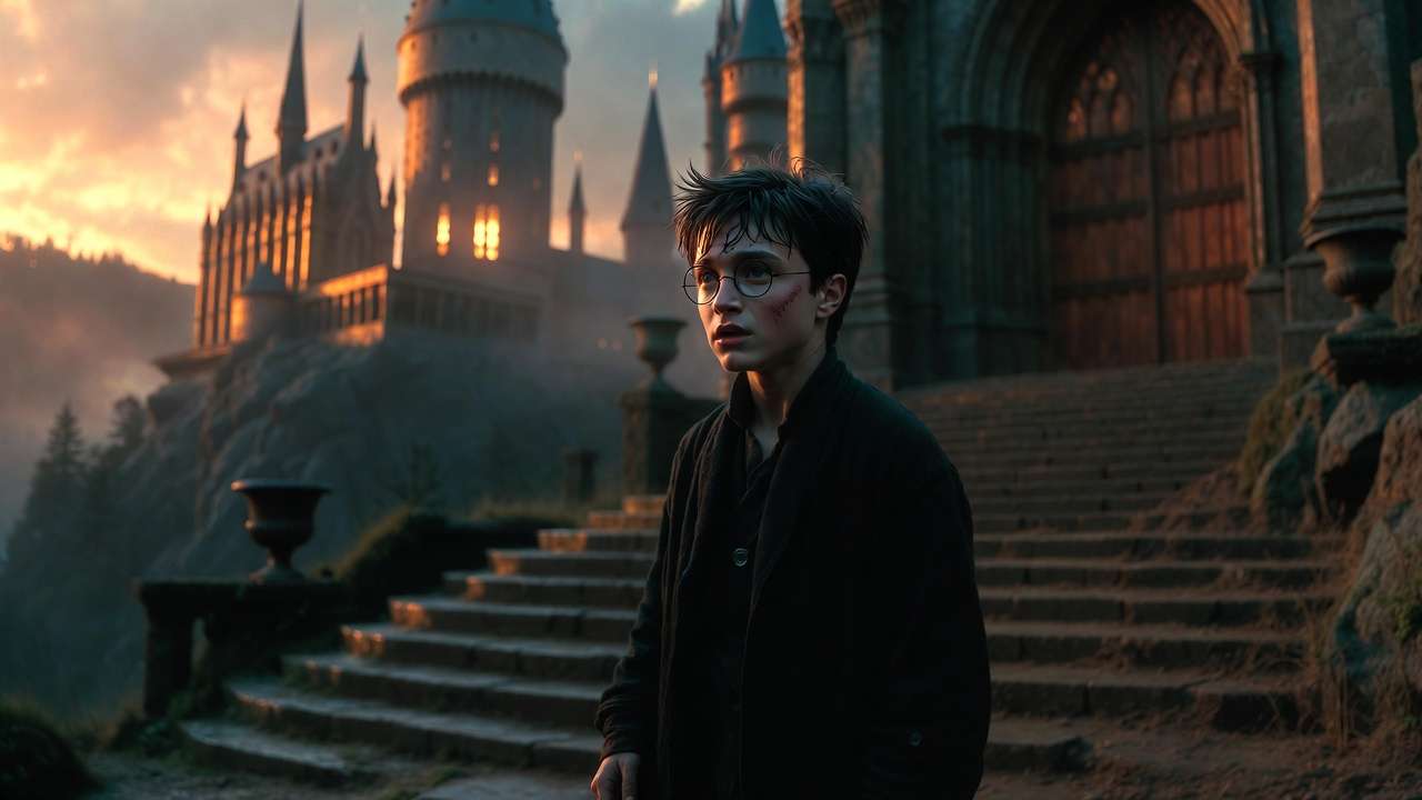 Young Daniel Radcliffe as Harry Potter arriving at Hogwarts for the first time, Philosopher's Stone era