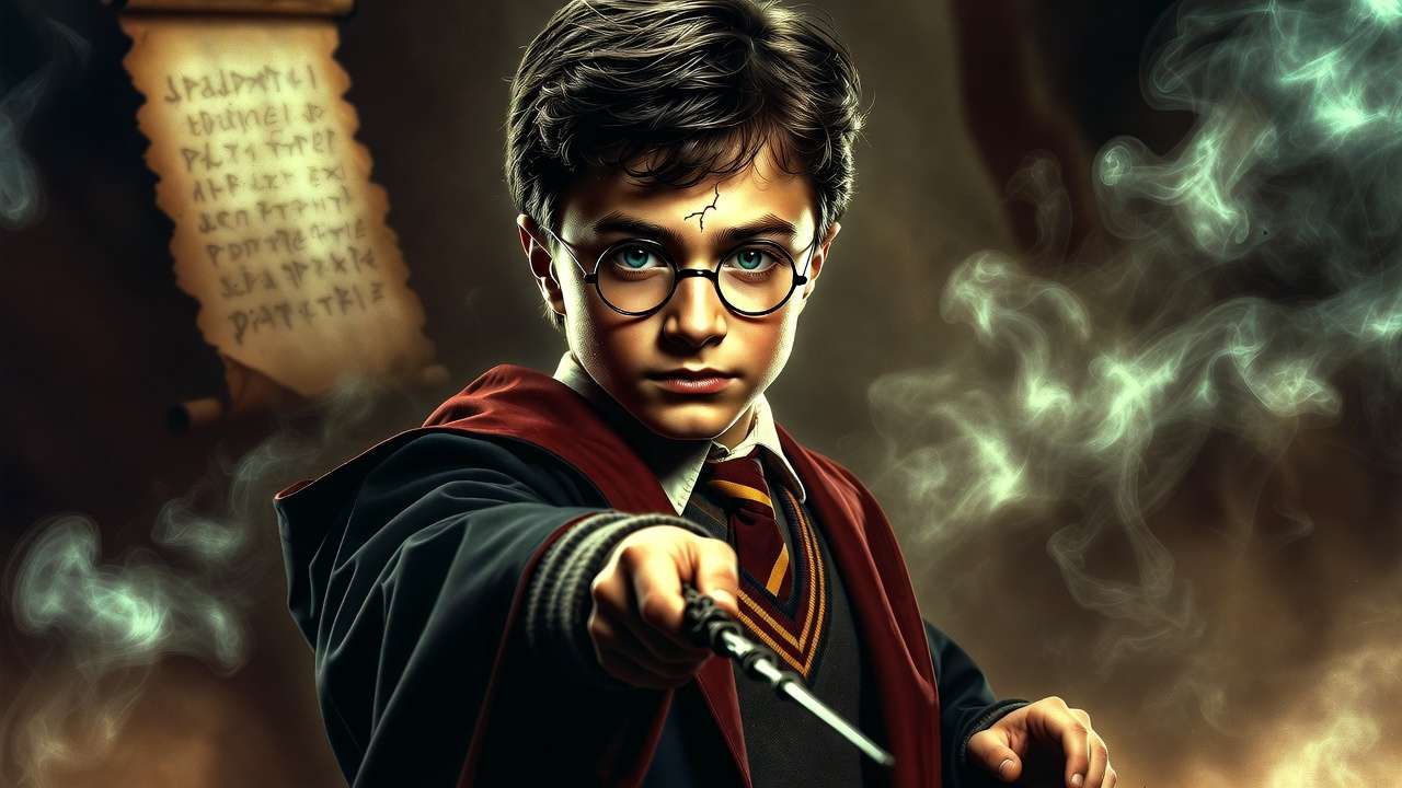 Harry Potter Chosen One trope lightning scar dramatic pose