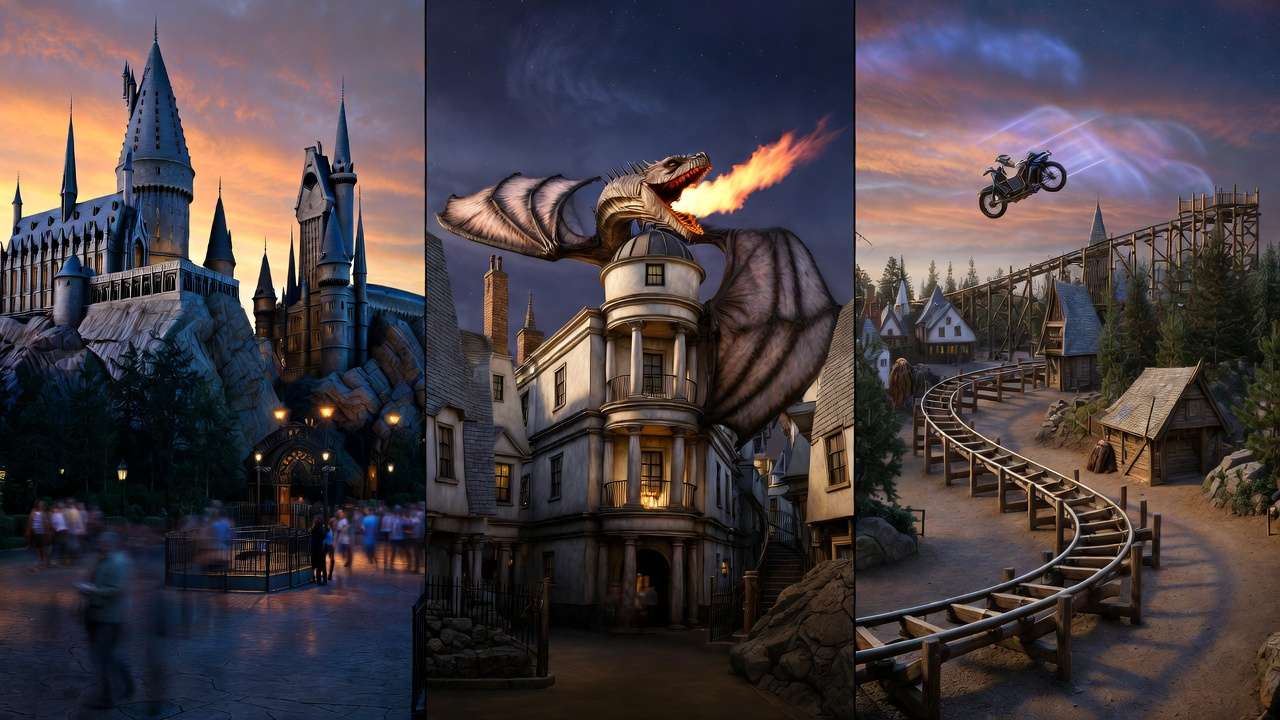 Comparison of Gringotts, Forbidden Journey, and Hagrid’s Motorbike Adventure in The Wizarding World of Harry Potter at Universal