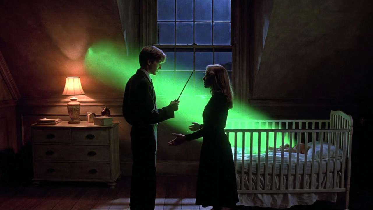 James and Lily Potter's sacrificial death protecting baby Harry in Godric's Hollow