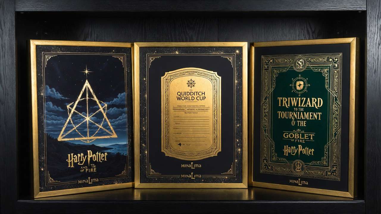 MinaLima limited edition art prints Harry Potter and the Goblet of Fire Dark Mark and Triwizard Cup