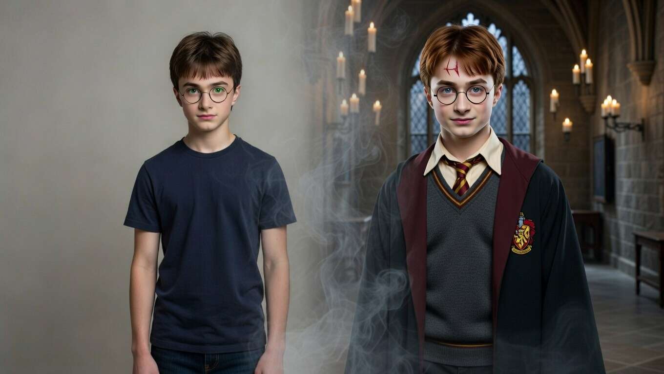 Fan fancast visualization of Toby Woolf as Harry Potter in Hogwarts Great Hall