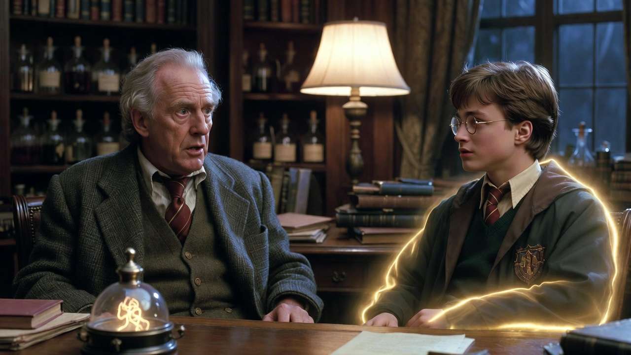 Harry using Felix Felicis to get Slughorn’s memory Harry Potter Half-Blood Prince