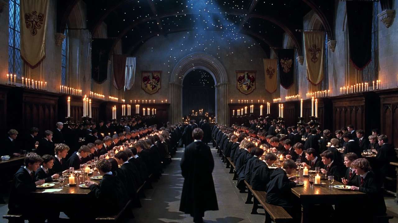 Great Hall in Harry Potter extended edition scene for legal streaming on Peacock