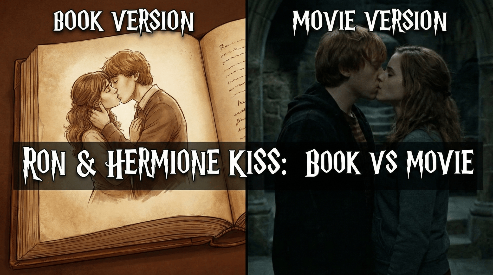 Ron and Hermione Kiss in Harry Potter: Book vs Movie