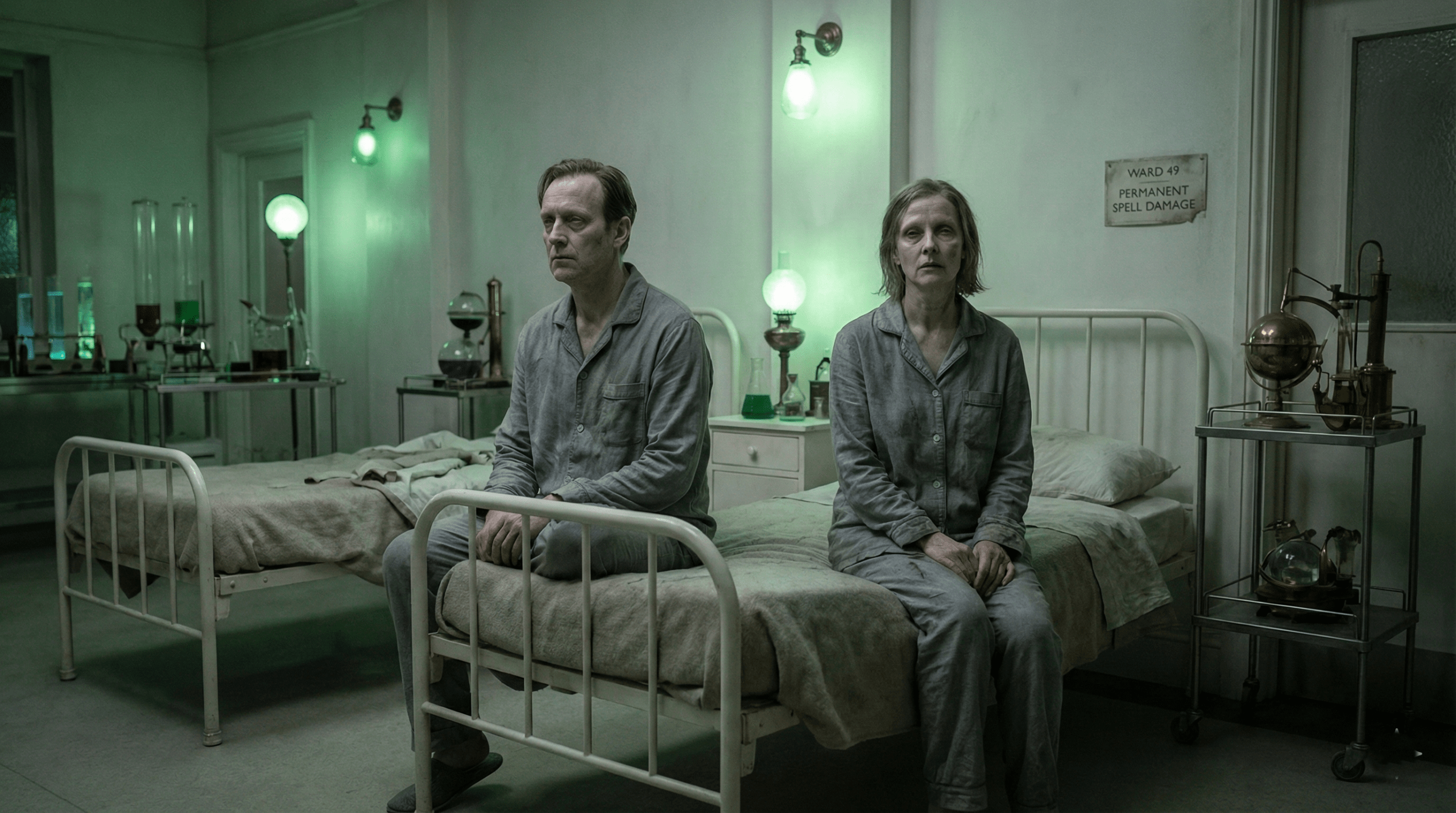 Neville Longbottom's parents, Alice and Frank, permanently insane after being tortured with the Cruciatus Curse