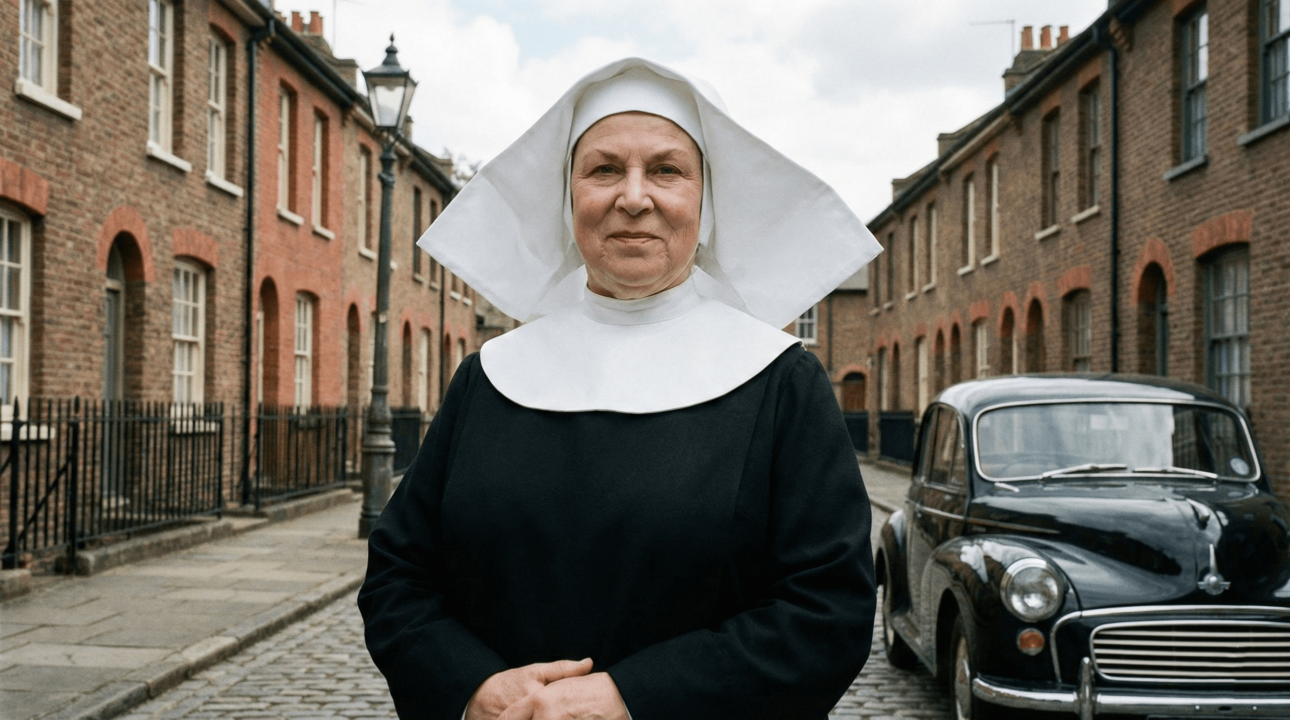 Pam Ferris as Sister Evangelina in Call the Midwife, showcasing her versatile acting range beyond Harry Potter