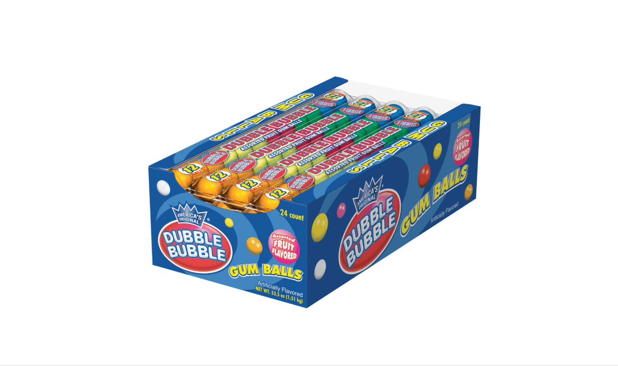 Dubble Bubble Gumballs, 24 pack of 12-Gumball Tubes in Assorted Fruit Flavors
