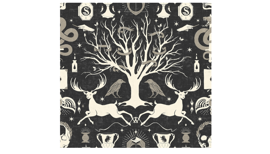 Harry Potter Horcrux Black Damask Peel and Stick Wallpaper by RoomMates, RMK12781PLW
