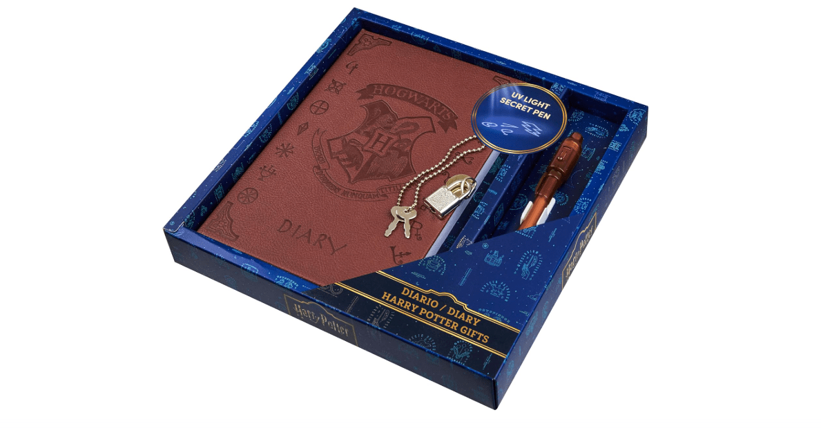 Harry Potter Lockable Diary with UV Invisible Ink Pen for Kids, Teens, Secret Journal with Key, Lined Pages, Stationery Supplies, Gifts for Kids (Brown UV Pen)
