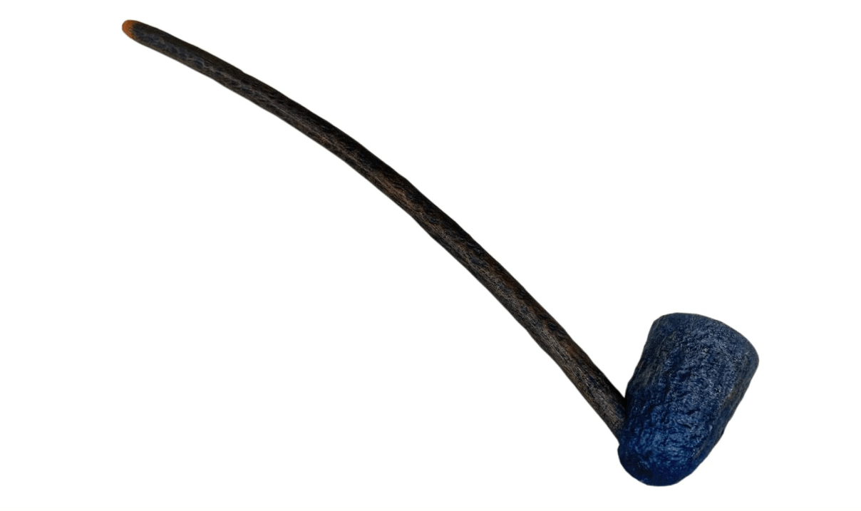 Long Stem Wizard Tobacco Pipe Wooden Smoking Pipe Churchwarden Rustic Black and Blue Finish
