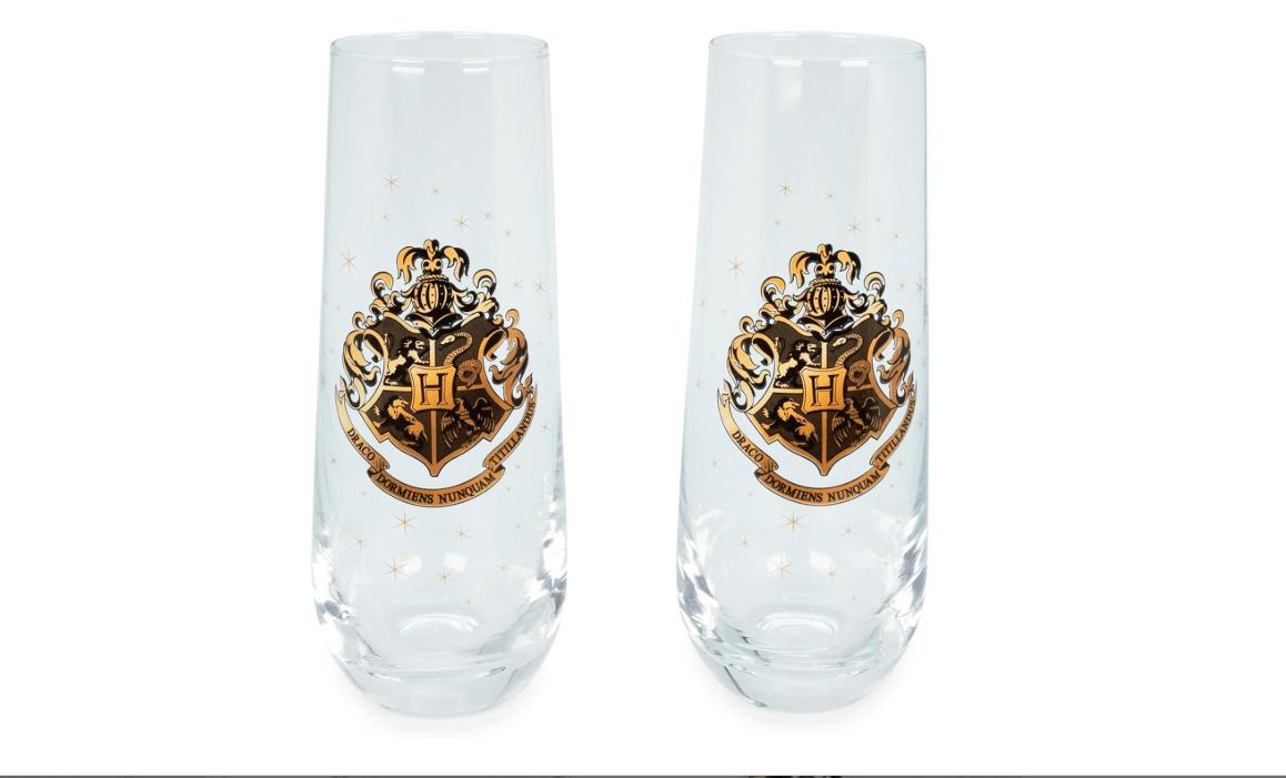 Harry Potter Hogwarts 9-Ounce Stemless Fluted Glassware, Set of 2 | Toasting Champagne Glass Cups For Wine, Mimosas, Cocktails | Home Barware Decor, Kitchen...
