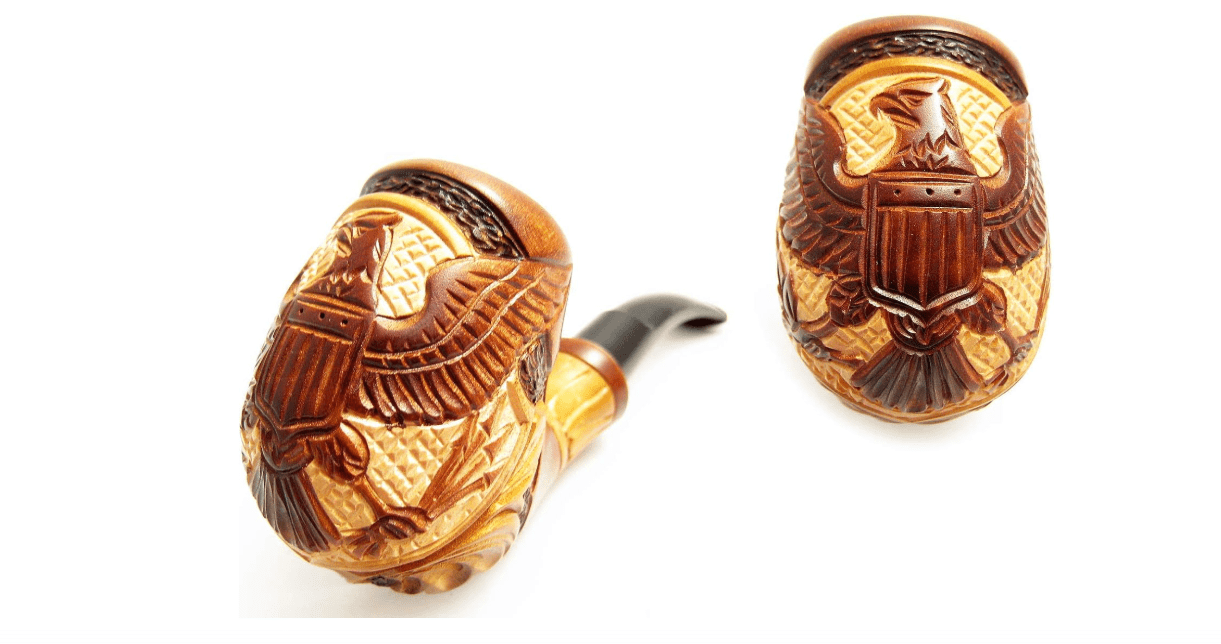 Fashion "American Eagle" Tobacco Smoking Pipe Carved Pear Root Wood and Pouch (Wood)
