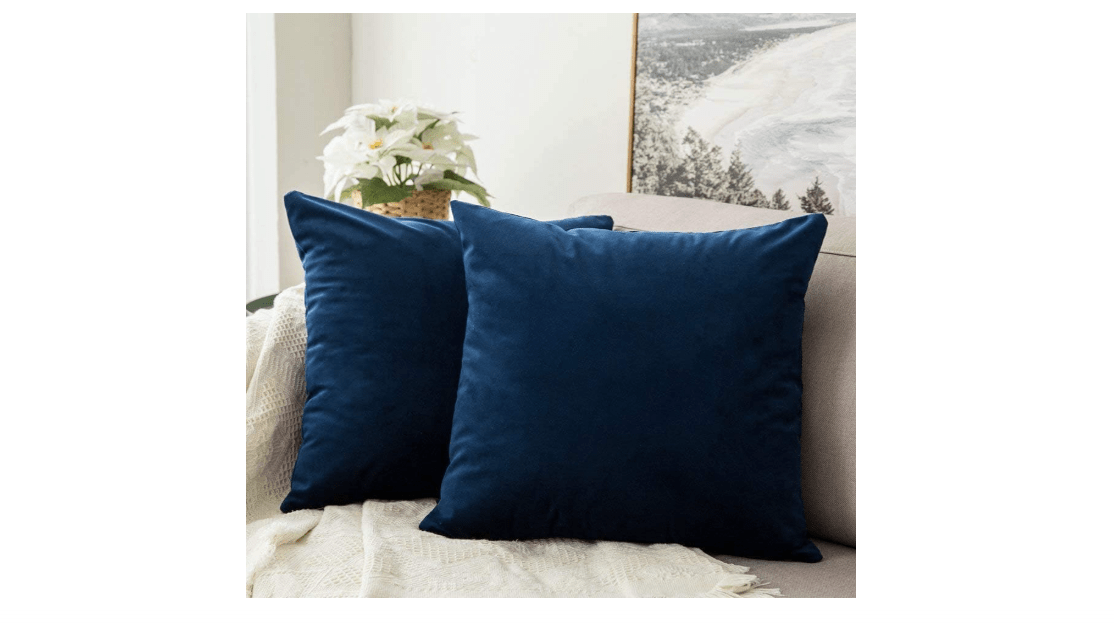 MIULEE Velvet Throw Pillow Covers 18x18 Inch, Pack of 2 - Dark Blue, Super Soft Decorative Square Cushion Cases Modern Luxury Home Decor for Sofa, Couch,...
