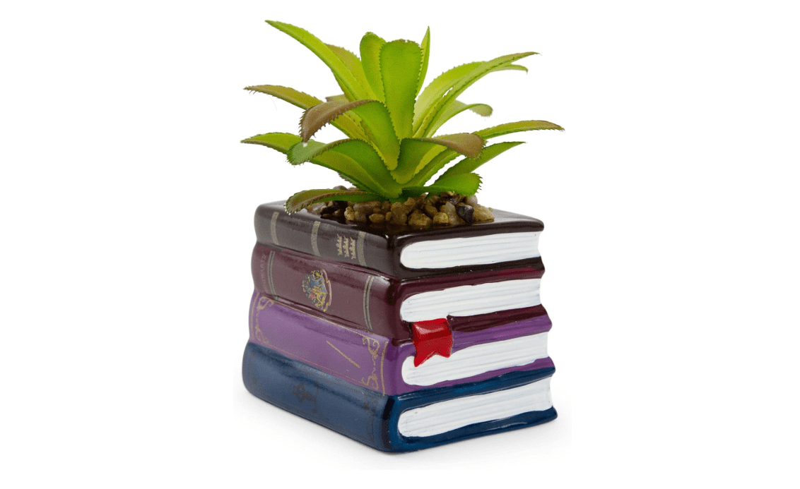 Harry Potter Book Stack 3-Inch Ceramic Planter with Artificial Succulent | Small Flower Pot, Faux Indoor Plant for Desk Shelf, Trinket Tray | Cute Home...
