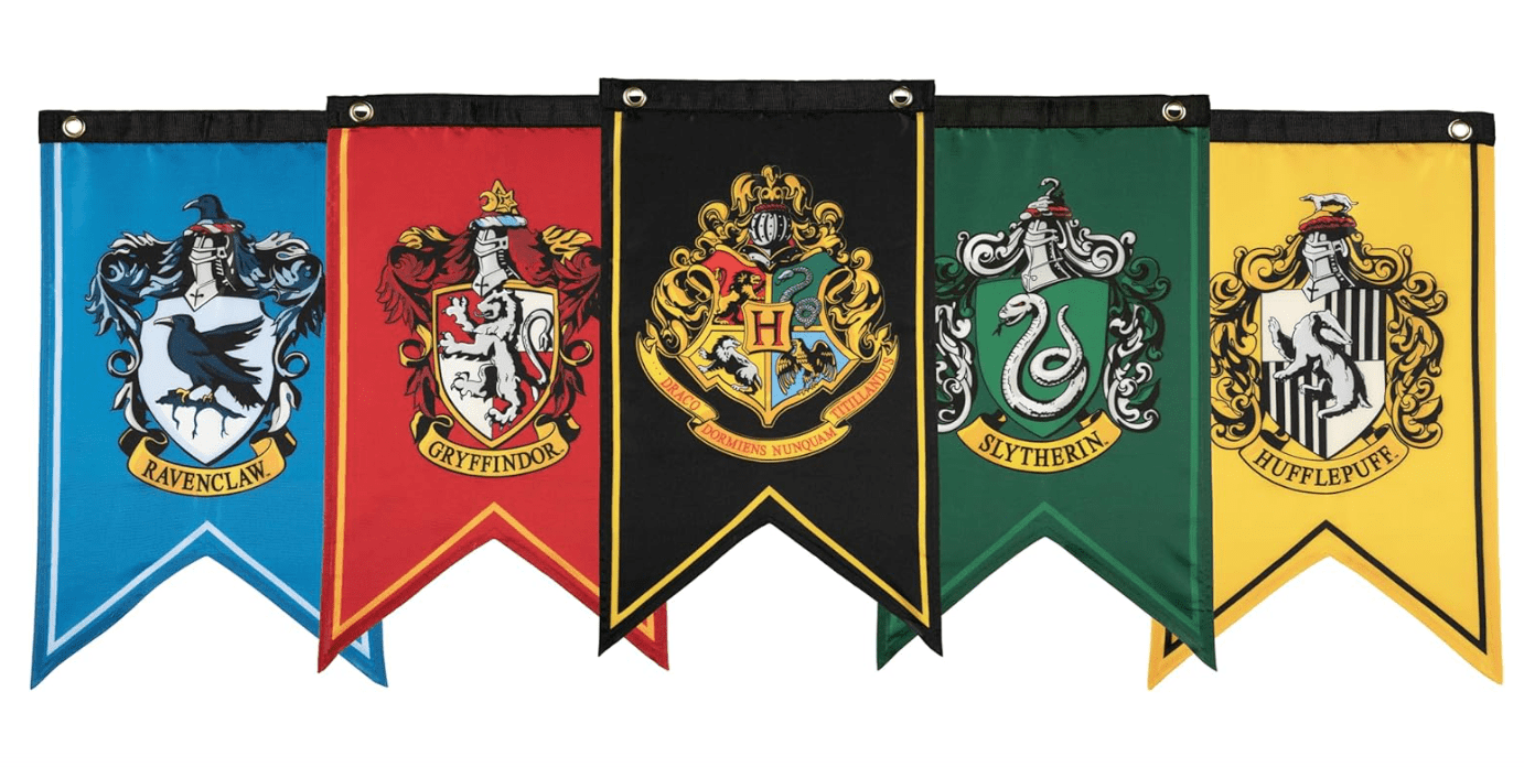 Conquest Journals Harry Potter Wizarding House Banner Flag Set, 12'' x 20'' Polyester Flags, Set of 5 Includes Hogwarts Crest, Gryffindor,...
