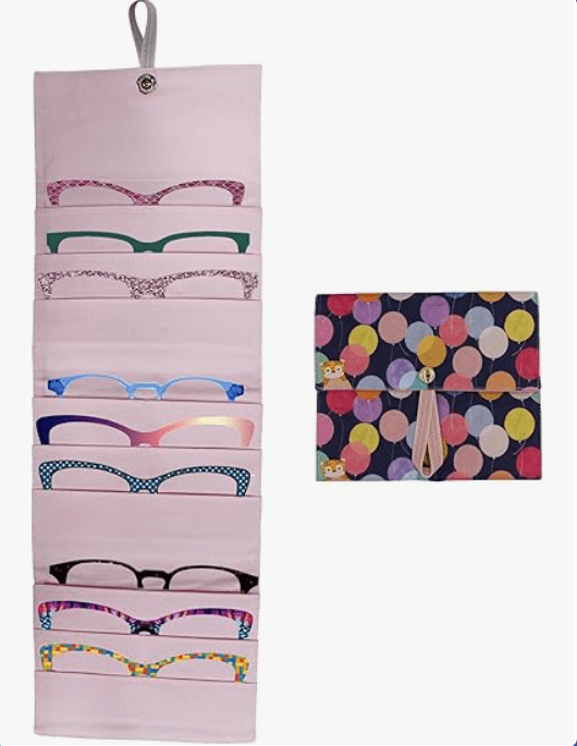 Eyeglass Topper Travel Wallet - 9-Slot Eyewear Organizer for Eyeglass Toppers & Accessories Portable Storage for Travel Everyday Use
