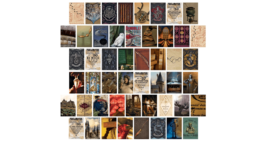 CON*QUEST Conquest Journals Harry Potter Hogwarts Wall Collage, Set of 50 Official Wizarding World Prints, 4"x6", Printed on Quality Card Stock,...
