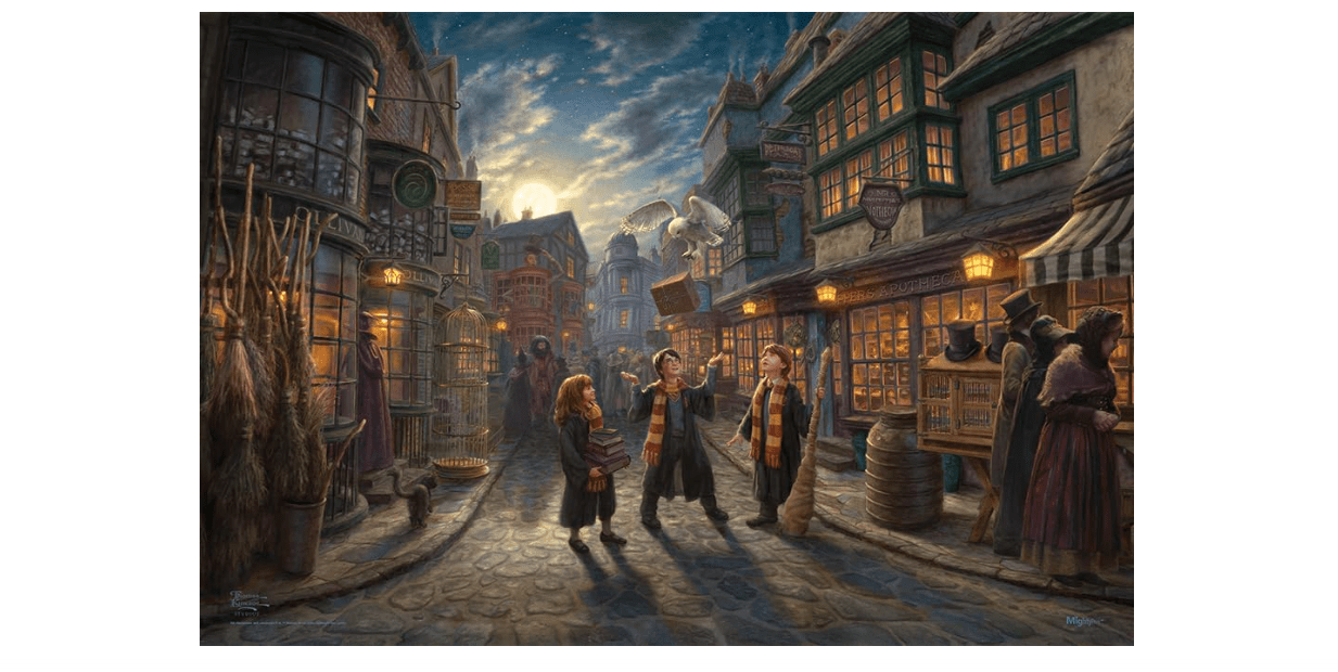 MIGHTYPRINT Harry Potter – Diagon Alley by Thomas Kinkade Studios - Durable 24” x 17 Wall Art – NOT Made of Paper – Officially Licensed Collectible
