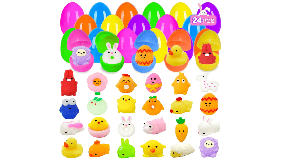 PIONJOY 24 Pack Easter Egg Fillers Mochi Squishies Toys, Easter Eggs Hunts Filling Easter Basket Stuffers Squeeze Stress Relief Toys for Kids Toddler Teens...
