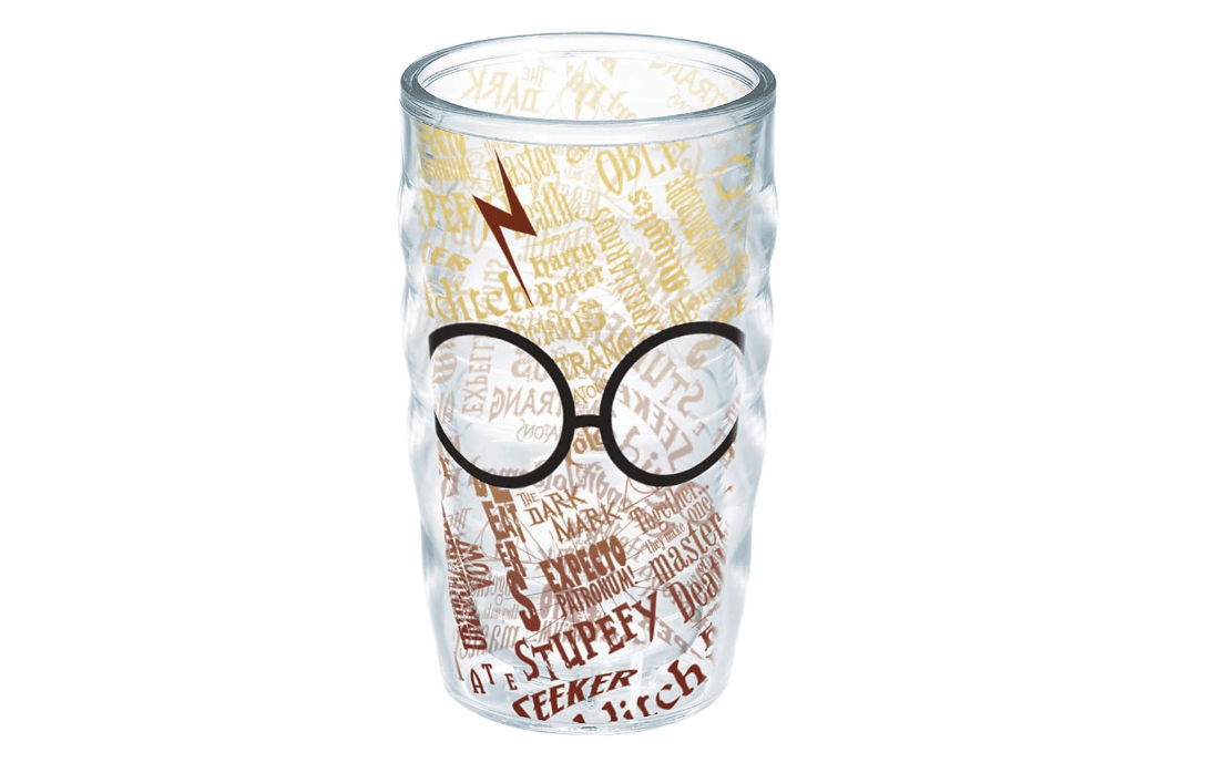 Tervis Made in USA Double Walled Harry Potter - Glasses and Scar Insulated Tumbler Cup Keeps Drinks Cold & Hot, 10oz Wavy - No Lid, Clear
