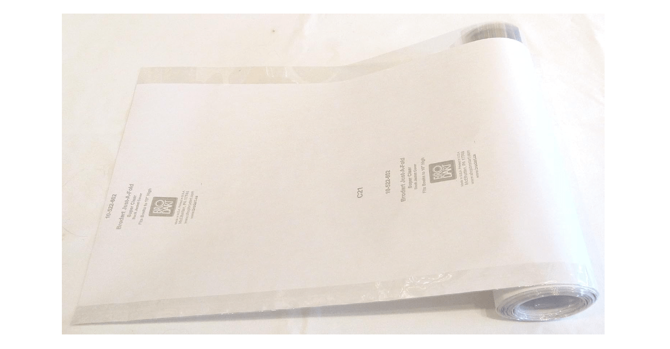5 Yard 10" Brodart Just-a-Fold Book Jacket Covers - 2 MIL Polyester Mylar, Super Clear
