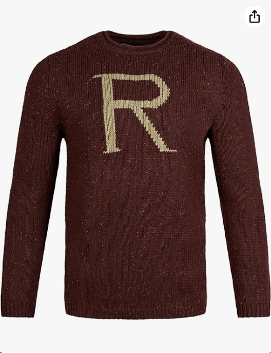 Harry Potter Ron Weasley ‘R’ Sweater - Adult Replica Knit Jumper - Burgundy - Costume & Collectible Gift
